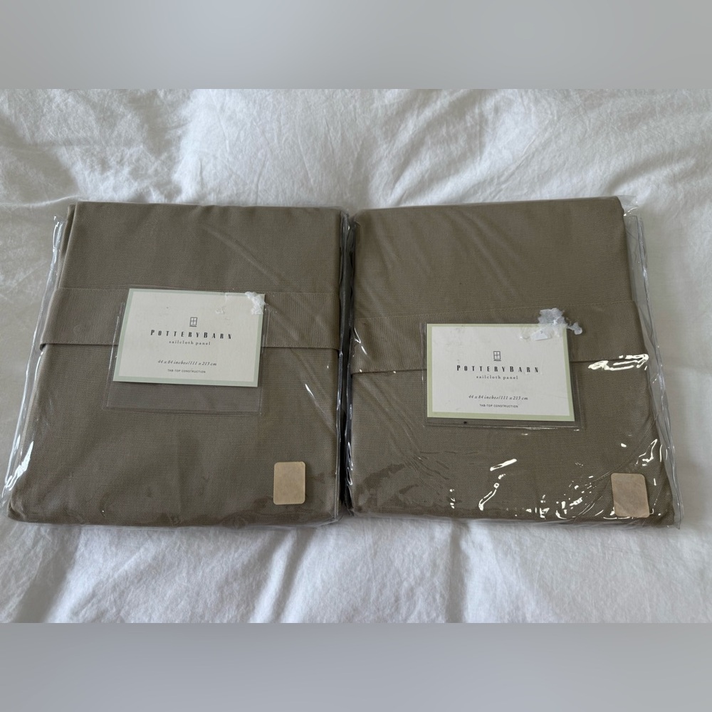 Pottery Barn | Set 2 Khaki Sailcloth Drapery Panel 44 x 84 Tab Top 100% Cotton